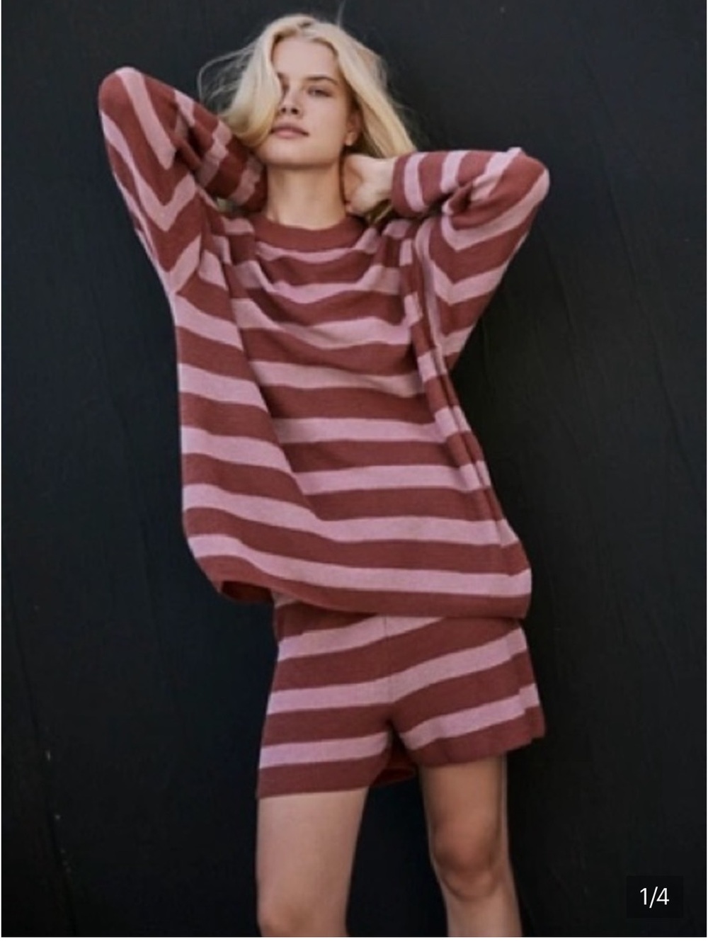 Free People Malibu Surf Sweater Set in Pink & Rust